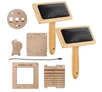 Ensemble de brosse à carder en laine | Ensemble de pinceaux à feutrer avec aiguille | Brosse en feutre aiguilletée avec manche en bois, ensemble de peigne de mélange de laine pour proy