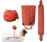 Ensemble de brosse à récurer le dos - Solution d'élimination des cellules mortes, nettoyeur puissant 3X, portée de 43,2 cm + texture double face, silicone solide sans BPA | Pour homme et femme