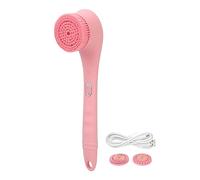 Ensemble de brosse de bain électrique à 360 degrés rotatifs à longue poignée Corps nettoyant le nettoyage avec 3 têtes rose pour une exfoliation de spa de douche
