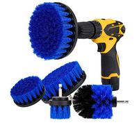 Ensemble de Brosse de Nettoyage 4 Pièces Brosse pour Perceuse Voiture Tapis Baignoire Cuisine Carrelage Toilettes Bleu