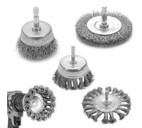 Ensemble de brosse de roue à fil pour perceuse - brosse pour fixation de meuleuse d'angle avec tige hexadécimale | Brosses de coupe pour débuster, décapage, nettoyage abrasif, enlèvement de