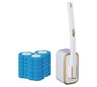 Ensemble de brosse de toilette jetable et support, brosse toilette murale en plastique avec 18 têtes rechange jetables pour nettoyeur salle bain mural