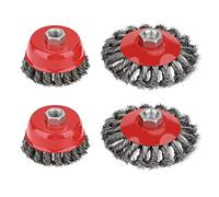 Ensemble de brosse en fil d'acier à roue rotative, 4Pcs Brosse à roue plate à nœud torsadé pour meuleuse électrique Rectifieuse d'angle Machine rotative, Brosse métallique pour meuleuse d'angle