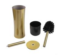Ensemble de brosse WC en acier inoxydable avec finition chromée brossée et tête de brosse haute densité, conçue pour une longue durée de vie, un nettoyage efficace et un placement peu encombrant (doré