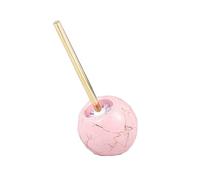 Ensemble de brosse WC en céramique avec support décoratif à long manche - Accessoires de salle de bain pour un nettoyage facile - Couleur rose - Taille 13