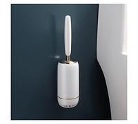 Ensemble de brosse WC en silicone avec long manche, fixation murale, design créatif pour un nettoyage sans angle mort, blanc/or, indispensable pour la salle de bain