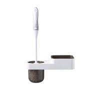 Ensemble de brosse WC noire - Support mural pour brosse WC et nettoyant WC en plastique pour salle de bain - Design moderne facile à nettoyer Solution peu encombrante