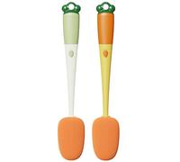 Ensemble de brosses à bouteille en éponge, brosse à bouteille en éponge et nettoyant eau long manche (paquet de 2, orange-rouge et jaune-vert)
