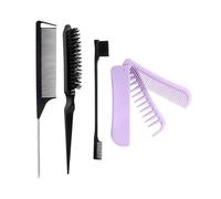 Ensemble de brosses à cheveux en poils avec queue torsadée et peigne à bords taquineurs pliables pour homme et femme
