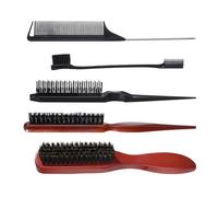 Ensemble de brosses à cheveux en poils de sanglier avec brosse à cheveux duveteuse, peigne à queue de cheveu, peigne à cheveux triple taquinerie, brosse à cheveux double bord