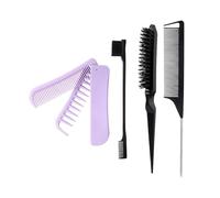 Ensemble de brosses à cheveux en poils pour taquiner les bords, brosse en métal, peigne à queue torsadée, peigne pliable, ensemble d'outils de coiffure pour homme et femme