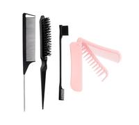 Ensemble de brosses à cheveux en poils pour taquiner les bords, brosse en métal, peigne à queue torsadée, peigne pliable pour homme et femme