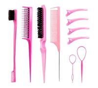 Ensemble De Brosses À Cheveux Et Peignes Bord Taquin Avec Clips Outil Tresse Outils Queue Boucle Bord Pour Utilisation En Salon
