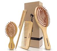 Ensemble de brosses à cheveux et peignes en bambou, brosse à cheveux en bambou naturelle et écologique, massage du cuir chevelu pour femmes, hommes et enfants.-Combetter