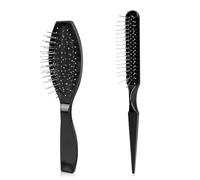 Ensemble de brosses à perruque, brosse à poils métalliques en acier inoxydable pour cheveux synthétiques, brosse portable et peignes pour perruques et extensions de cheveux humains