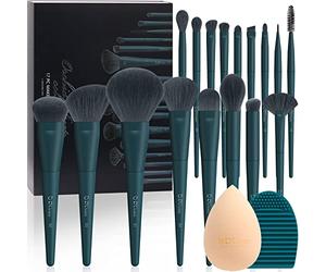 Ensemble de brosses cosmétiques ducare 17 pièces avec coussin de nettoyage de brosse et éponge cosmétique pro poêle à farine sac sous les yeux coffret cadeau