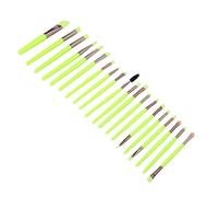 Ensemble de Brosses de Maquillage en Fibres Douces avec Poignée en Plastique - 20 Pcs Bleus Verts Fluorescents, Poudre, Pinceaux d'ombre à Paupières avec Ferule Aluminium