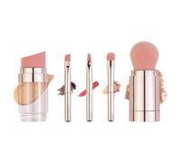 Ensemble De Brosses De Maquillage Portable 5 En 1 - Kit De Brosse À Fard À Paupières Travel | Fondation, Poudre, Applicateur D'anti-cernes, Essentials De Beauté Pour Le Visage, Les Joues Et Le Maquill