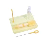 Ensemble de brosses de nettoyage à double tête pour biberon avec poignée en silicone flexible et égouttoir amovible