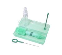 Ensemble de brosses de nettoyage à double tête pour biberon avec poignée en silicone flexible et égouttoir amovible