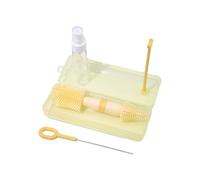 Ensemble de brosses de nettoyage à double tête pour biberon avec poignée en silicone flexible et égouttoir amovible
