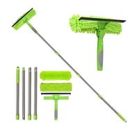 Ensemble De Brosses De Nettoyage des Fenêtres - 2 en 1 Pinceau en Verre Rotatif, Poteau D'extension Télescopique, Essuie-Glace Double, Séquence Légère Nettoyante Gratuite | Accessoires De Nettoyage