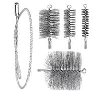 Ensemble de brosses de nettoyage pour tuyaux de poêle à bois - Brosse métallique flexible | Kit complet de nettoyage de fil pour sèche-linge, chaudière, gril, brûleur, cheminée