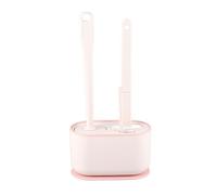 Ensemble de brosses de Toilette, Brosse de Nettoyage de Salle de Bain à Long Manche, Brosse de Nettoyage multifonctionnelle Suspendue avec Base aérée Creuse pour Salle de Bain et (Rose)