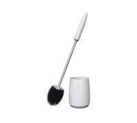 Ensemble de brosses de toilette créatives avec support, poils en Nylon/Silicone, outils de nettoyage de toilettes for salle de bains(White)