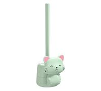 Ensemble de brosses de toilette sanitaires - Tête flexible, pas de nettoyage d'angle mort | Support mural avec base motif chat, kit d'accessoires de nettoyage pour salle de bain, lavabo, toilettes