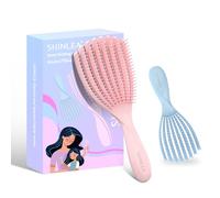 Ensemble de brosses démêlantes pour cheveux bouclés ou raides humides, secs, épais et fins, sans douleur, petite taille pour voyage, forme ondulée, pour femmes/hommes/enfants, rose et bleu