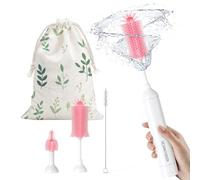 Ensemble de Brosses Électriques pour Biberon SEANCHEER S02, Brosse Nettoyante Portable pour Biberon de Bébé, Fonctionne avec Piles AA & Étanche IPX7, pour Maison & Voyage (Rose)