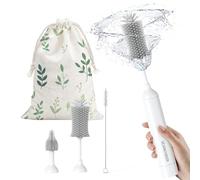 Ensemble de Brosses Électriques pour Biberon SEANCHEER S02, Brosse Nettoyante Portable pour Biberon de Bébé, Fonctionne avec Piles AA & Étanche IPX7, pour Maison & Voyage (Gris)