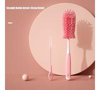 Ensemble De Brosses En Silicone Pour Bouteille Et Livres,Accessoires Pour Bébé,Longue Poignée,Gobelet En Verre,Récureur De Paille,Nettoyant De Sucette,Résistant À 360 - Type 2pcs Pink #B