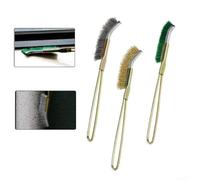 Ensemble de brosses métalliques avec tête inclinée et poignée souple pour enlever la rouille, nettoyer la peinture et frotter léger avec poils en acier, laiton et nylon (fil en nylon)