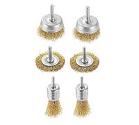 Ensemble de brosses métalliques for perceuses, brosse à roue métallique, 6 pièces, polissage en acier plaqué laiton avec tige mm diamètre for accessoires électriques