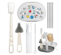 Ensemble de brosses pour biberon, avec égouttoir et outils de nettoyage, brosse de nettoyage pour bouteille d'eau | pour couvercles, pailles, , tire-lait, collecteurs de lait maternel, fentes
