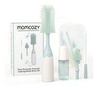 Ensemble de brosses pour biberons, design innovant à pression, mousse pour un nettoyage optimal, vert, 2 têtes de brosse de rechange, pour biberons, tire-laits, tétines et plus encore. La première bro