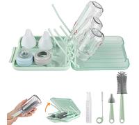 Ensemble de brosses pour biberons - Essentiel de voyage pour bébé - Kit de nettoyage 6 en 1 avec brosse en silicone, brosse de nettoyage pour tétons, brosse à paille, distributeur de savon, boîte de