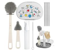 Ensemble de brosses pour bouteille d'eau - avec égouttoir et outils de nettoyage | Brosses pour le nettoyage, pour couvercles, pailles, tire-lait, sucettes collectrices de lait maternel