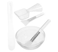 Ensemble de Brosses Visage avec Bol en Verre et Spatule Transparente | Kit D'outils pour Soin du Visage DIY, Pinceau Doux Nylon, Cuillère Doseuse Double Usage, Nettoyage Facile