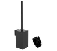 Ensemble de brosses WC en acier inoxydable 304 - Nettoyeur WC mural avec support, comprend 2 têtes de brosse remplaçables et kit de vis de montage, design antirouille et hygiénique (carré noir)