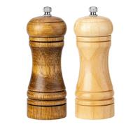 Ensemble de broyeur de sel et poivre en bois 2 pcs 5 pouces Refipillable Salt et moulin à poivre avec rotor en céramique réglable & Fenêtre visible pour le restaurant barbecue cuisine