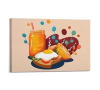 Ensemble de brunch occidental dessiné à plat sur toile, affiches murales et décoration murale moderne pour chambre à coucher familiale, 40 x 60 cm
