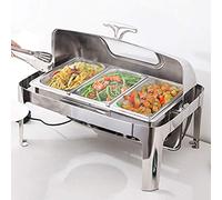Ensemble de Buffet à Plat de frottement en Acier Inoxydable avec Couvercle Visible 13L Échauffeurs d'aliments électriques pour Les fêtes et Les buffets Buffet Commercial RS pour Garder Les