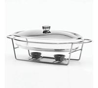 Ensemble de Buffet Chafing Dish, Plateau Chauffant avec couvercles, Support en Acier Inoxydable et Plats ovales en Verre, serveurs de Buffet, Chauffe-Plats pour fêtes, Mariages, ba