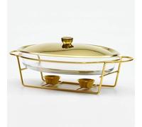 Ensemble de Buffet Chafing Dish, Plateau Chauffant avec couvercles, Support en Acier Inoxydable et Plats ovales en Verre, serveurs de Buffet, Chauffe-Plats pour fêtes, Mariages, ba