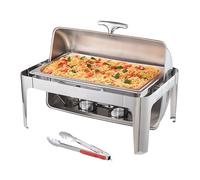 Ensemble De Buffet Réchaud À Rouleau, 8 Qt, En Acier Inoxydable, Avec Poêle Rectangulaire Pleine Grandeur, Serveur Chauffant Couvercle RéTention De Chaleur De Longue DuréE