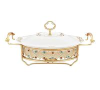 Ensemble de Buffet réchaud, réchaud en céramique avec Finition Imitation marbre, Ensemble réchaud et Chauffe-Buffet pour buffets, Mariages, fêtes, banquets et événements Traiteur (