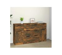 Vidaxl Ensemble De Buffets 3 Pcs Chêne Fumé Bois D'ingénierie Marron